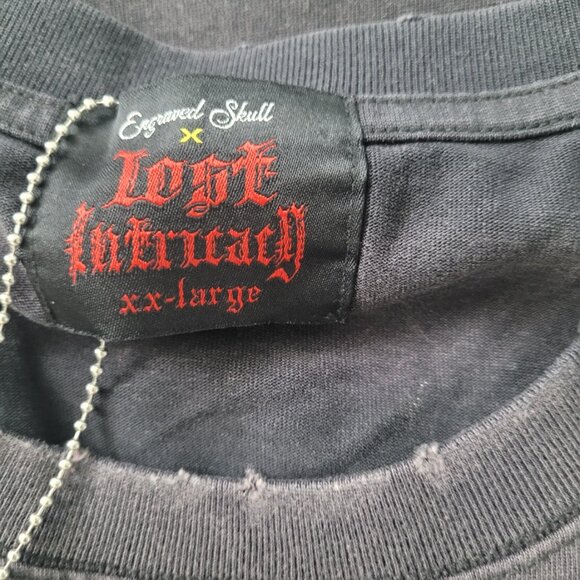 NWT LOST INTRICACY Engraved Skull Men's T Shirt in Black Size XXL - Picture 5 of 5